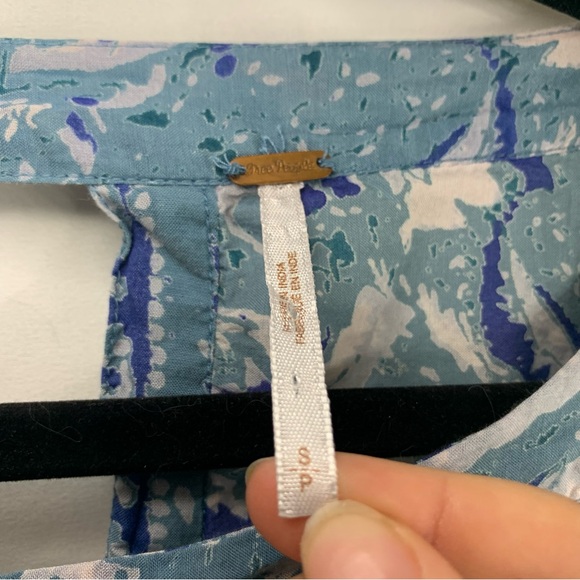 Free People Silver Sun Printed Dress Blue Bohemian Back Cutout, size S - Picture 4 of 16